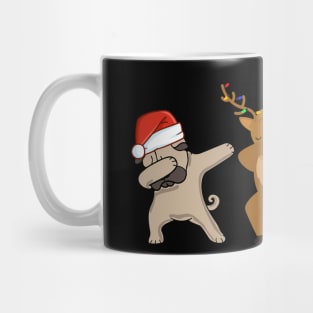 santa pug reindeer dabbing for christmas Mug